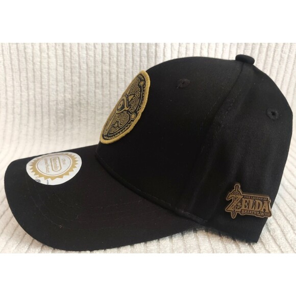 The Legend Of Zelda, Breath Of The Wild Cap Hat Adult Snapback Black Gold W/ Pin - Picture 2 of 9